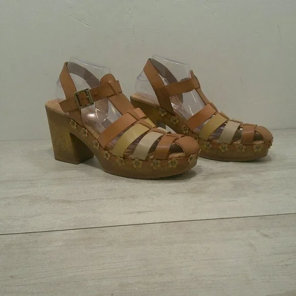 KORKS Willow Comfort Platform Boho Chunky Heels Floral Earth Tone Size 11 M - Picture 1 of 14